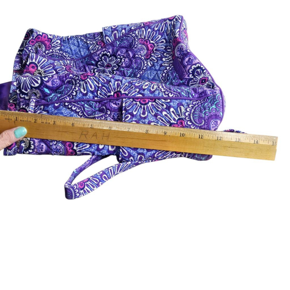 Vera Bradley Drawstring Backpack Lilac Tapestry Medium Tote Buckle Straps Purple - Picture 5 of 12